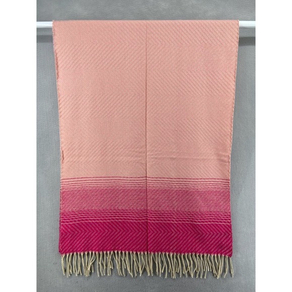 NWT Top It Off Scarf Womens One Size Pink Stripe Chevron Zigzag Ombre Fringe 68” - Picture 1 of 8